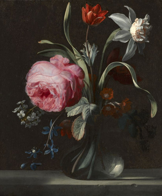 Flowers in a Vase, Simon Verelst, 1669 Boxed Canvas