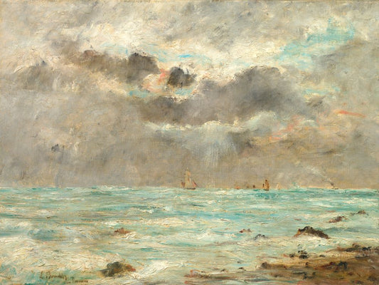 The Coast at Trouville, c. 1865-1900 - imitator of Eugene Boudin Boxed Canvas