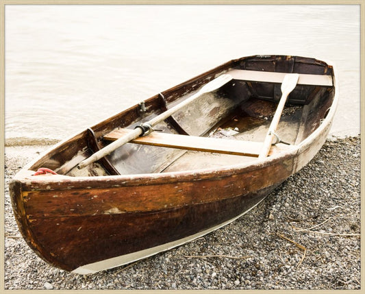 Old Boat on the Pebbles on Canvas