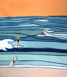 Surfing by the Sea on Boxed Canvas