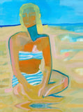 Sitting in the Sand on Boxed  Canvas