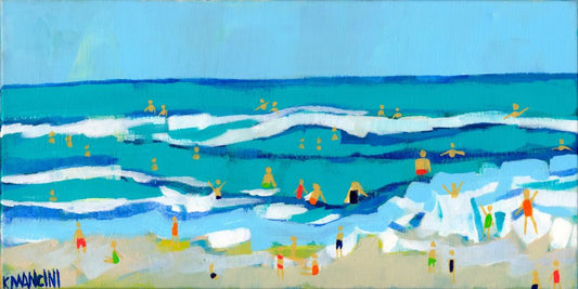 Everyone's on the Beach on Boxed Canvas