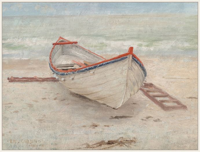 Fishing Boat On Shore, Emil Carlsen On Canvas