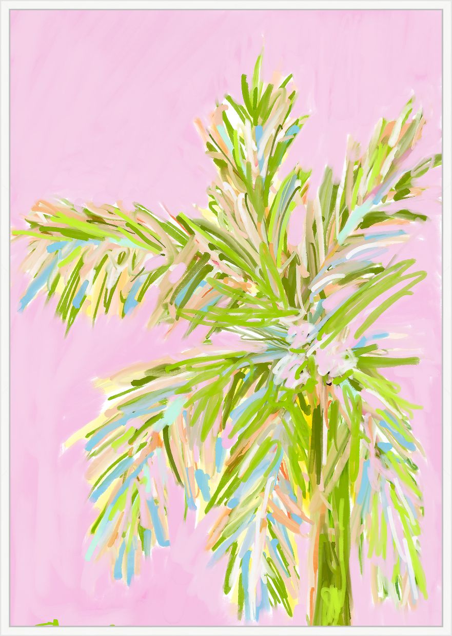 Tall Pink Palm On Canvas