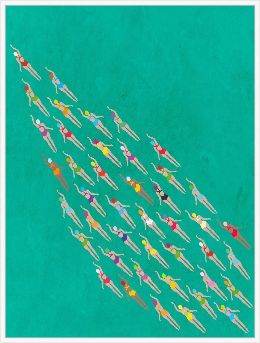 Racing Swimmers On Canvas