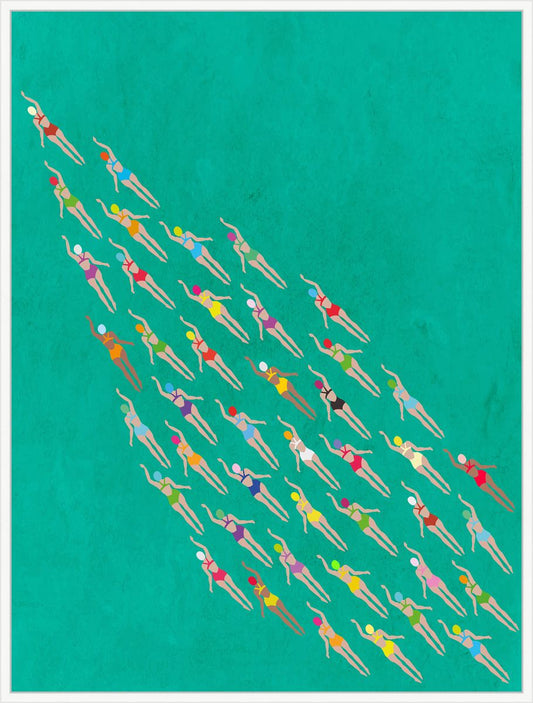 Racing Swimmers On Canvas
