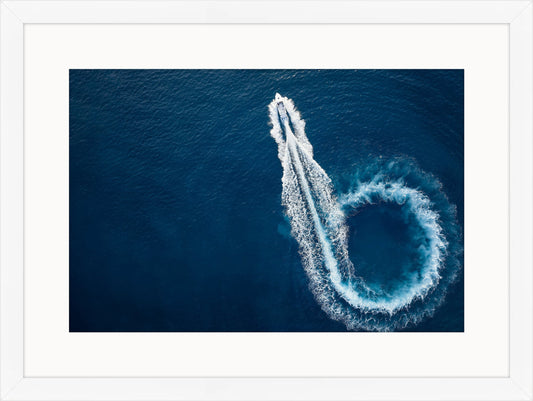 Motor Boat Forming a Circle of Waves