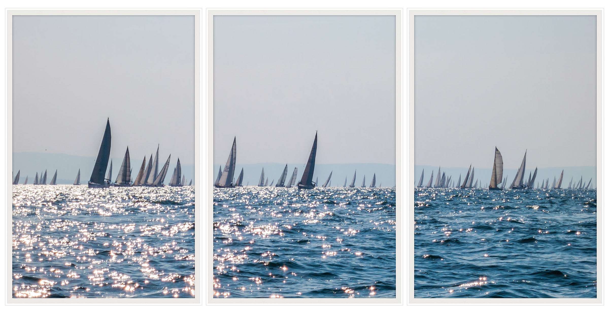Sailboats on Crystal Water Triptych (set of 3)