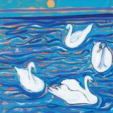 White Swans  on Boxed  Canvas