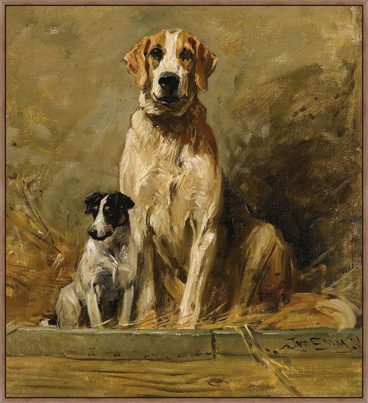 Hound And Terrier In A Kennel  On Canvas