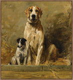 Hound And Terrier In A Kennel  On Canvas