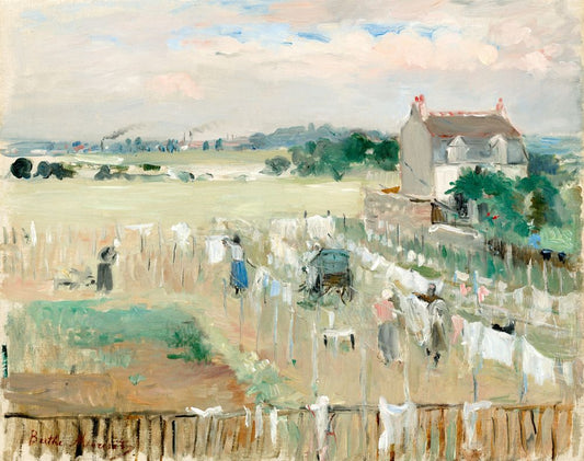 Hanging the Laundry Out to Dry, Berthe Morisot, 1875 Boxed Canvas