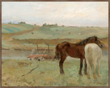Horses in a Meadow, Edgar Degas, 1871 on Canvas