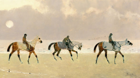 Riders on the Beach at Dieppe, Rene Pierre Charles Princeteau, 1892 Boxed Canvas