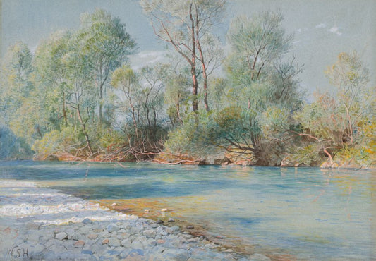 Traunstein River on the Road to Empfig, Bavaria, c. 1893-96, William Stanley Haseltine Boxed Canvas