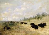 Buffalo and Elk in Texas, George Catlin, 1846-1848 Boxed Canvas