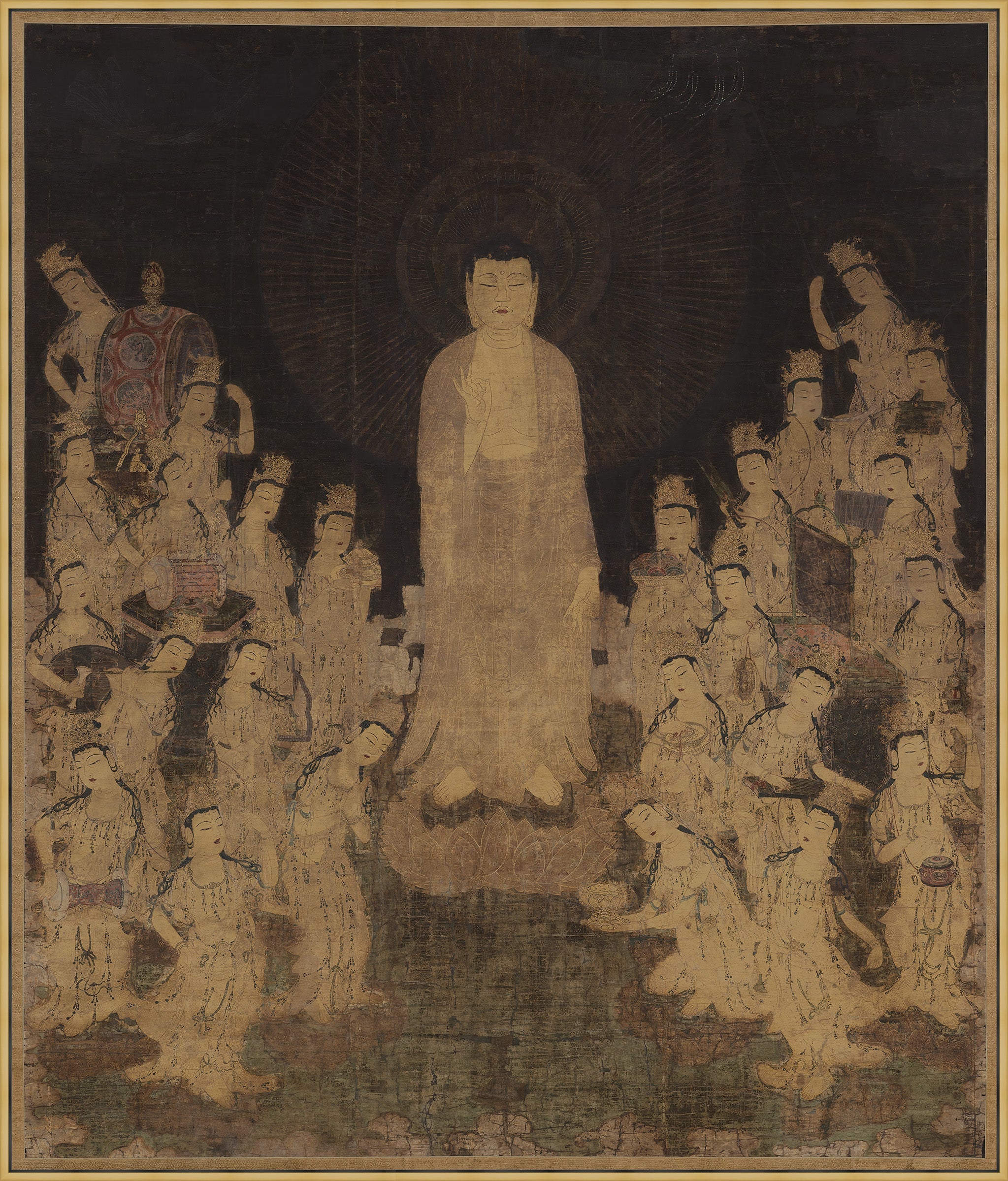 Welcoming Decents of Amida with 25 Bodhisattvas on Canvas
