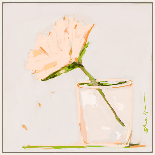 Flower in a Jar on Warm Beige on Canvas