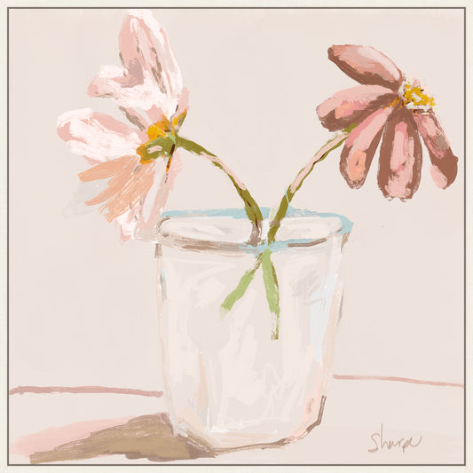 Floral Pair of Flowers in a Jar on Canvas