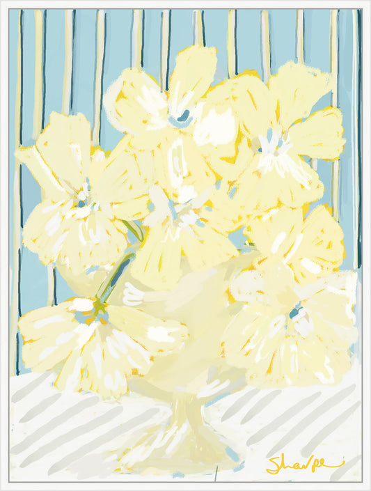 Country Daffodils on Stripes on Canvas