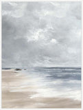 Calm Waves Under Overcast Sky in White