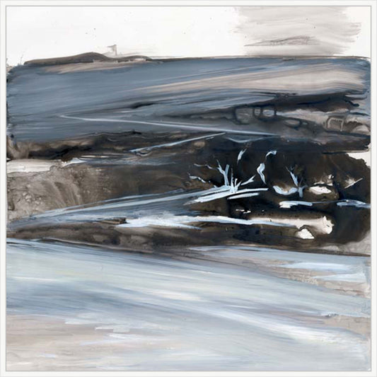 Bleak Winter Landscape with Trees in White