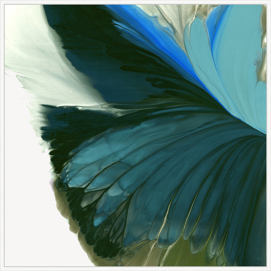 Blue Wings Unfolding in Light in White