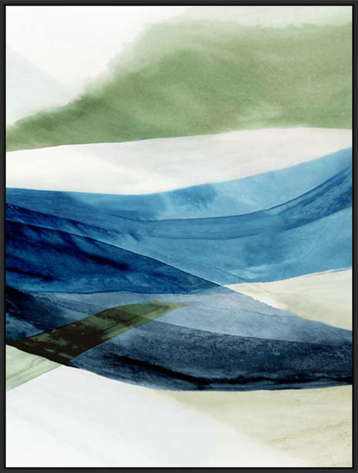 Waves of Blue and Green in Black