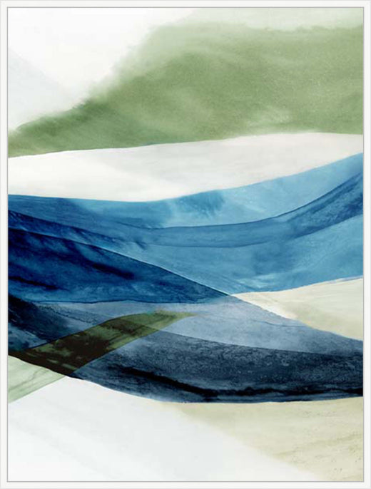 Waves of Blue and Green in White
