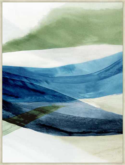 Waves of Blue and Green in Silver  Grande