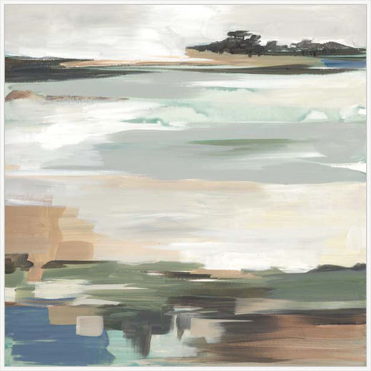 Tranquil Shoreline Reflections I White  Grande