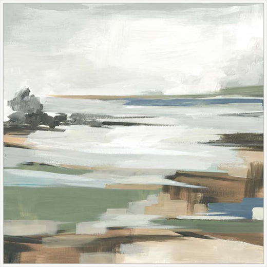 Tranquil Shoreline Reflections II White  Grande