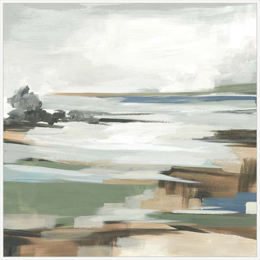 Tranquil Shoreline Reflections II White  Grande