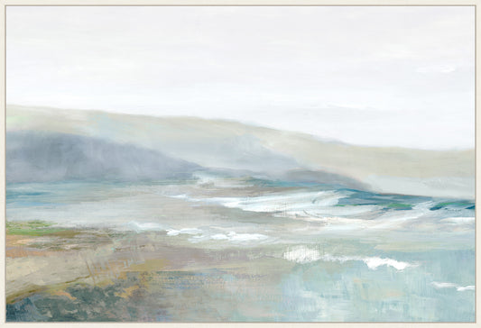 Misty Coastal Horizon in White Wash