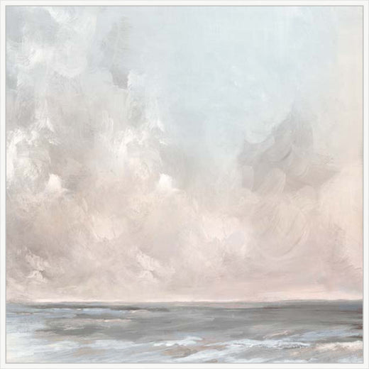Serene Seas Under Gentle Skies in White