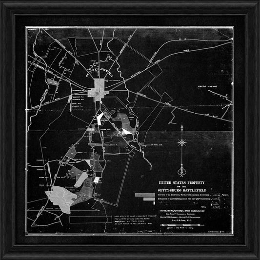Gettysburg Battlefield - 1898 (Black Blueprint)