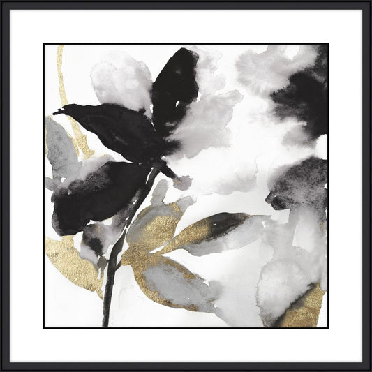 Black Petals Gold Leaves I