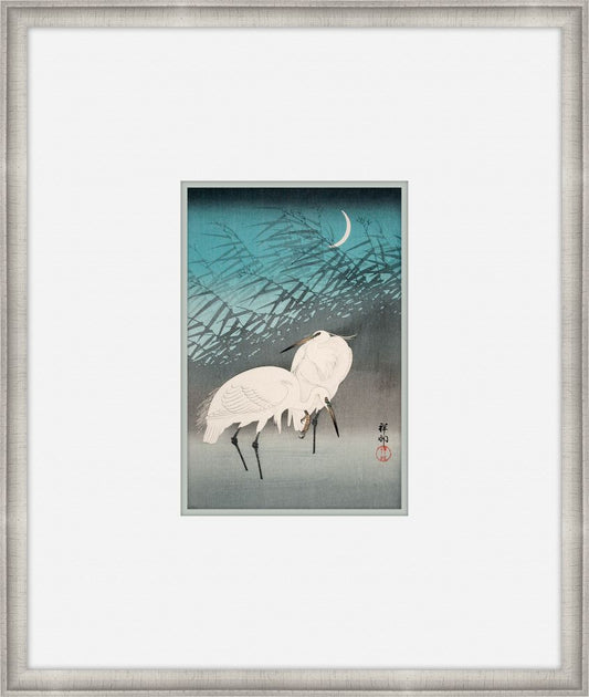 Egrets and Reeds in Moonlight, Ohara Shoson, c. 1926