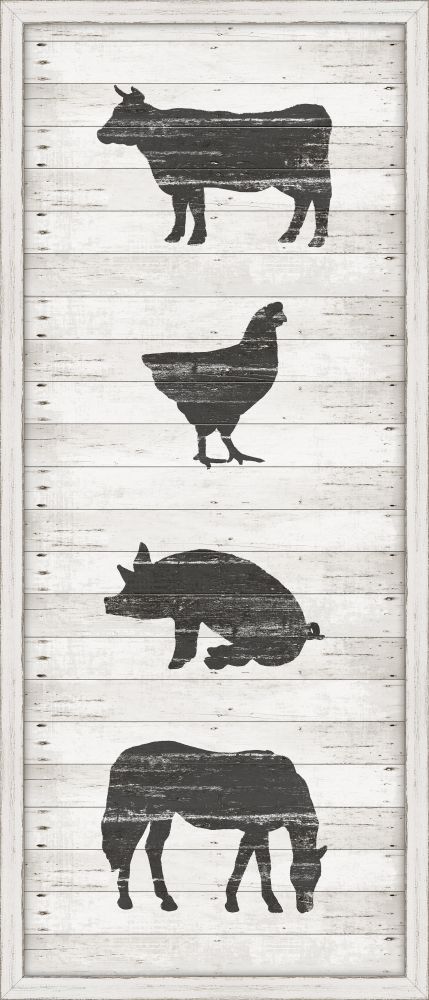 Barn Yard Animals Stamped On White Wood I