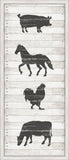 Barn Yard Animals Stamped On White Wood II