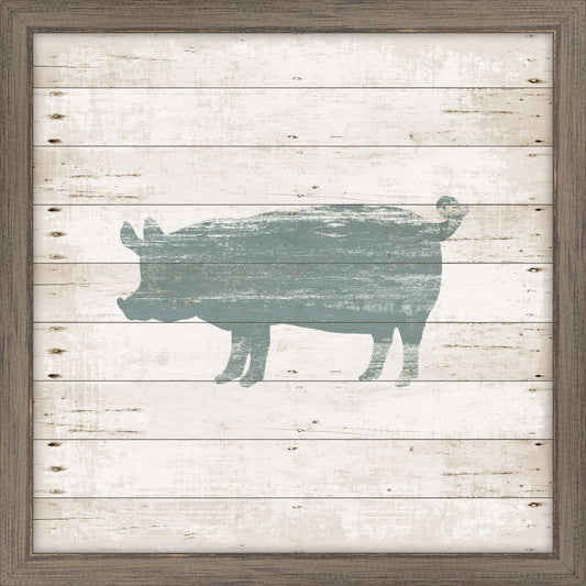 Pig Stamped On White Wood