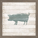 Pig Stamped On White Wood