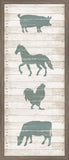 Animals In Blue Stamped On White Wood II