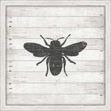 Black Bee Stamped On White Wood I