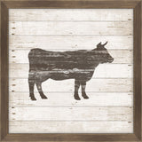Brown Cow Stamped On White Wood