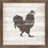 Brown Rooster Stamped On White Wood