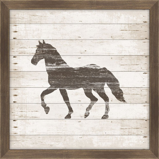Brown Horse Stamped On White Wood