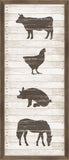 Brown Barn Yard Animals Stamped On White Wood I