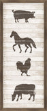Brown Barn Yard Animals Stamped On White Wood II