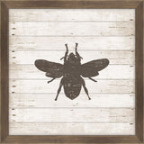 Brown Bee Stamped On White Wood II
